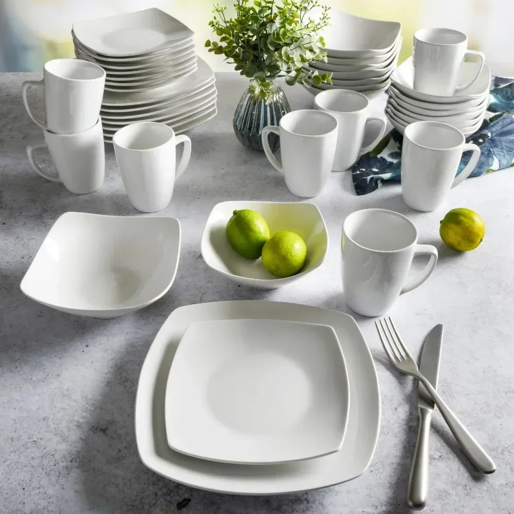 Expanded 40-Piece Dinnerware Set Bowls and Plates