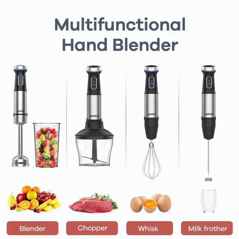 Commercial Blender 5in1 Hand Blender, 16 Speed Mode Handheld Blender Stainless Steel Blade