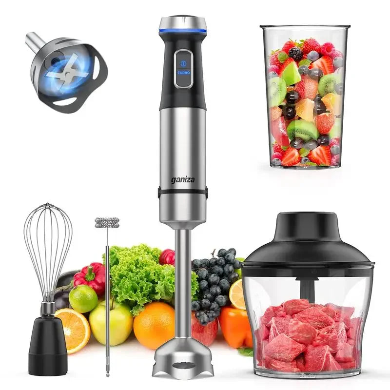 Commercial Blender 5in1 Hand Blender, 16 Speed Mode Handheld Blender Stainless Steel Blade