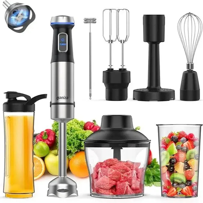 Commercial Blender 5in1 Hand Blender, 16 Speed Mode Handheld Blender Stainless Steel Blade