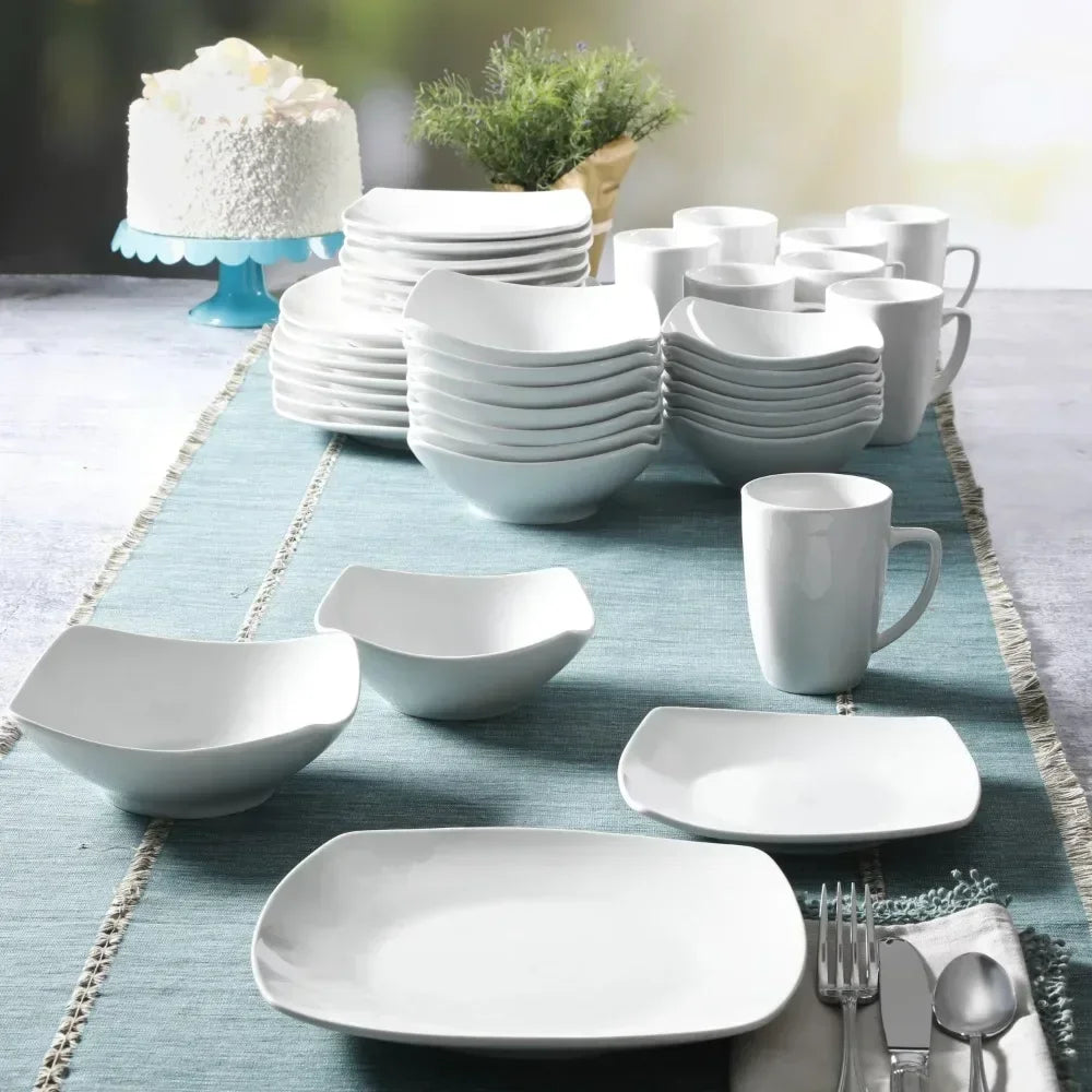 Expanded 40-Piece Dinnerware Set Bowls and Plates